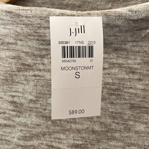 NWT J. Jill Bell-Sleeve Velour Tunic, a-line, creamy white/brown, funnel neck, S - Picture 3 of 11